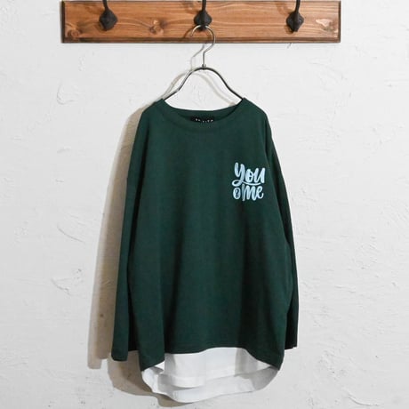 9分袖フェイクレイヤード BIGロングTシャツ