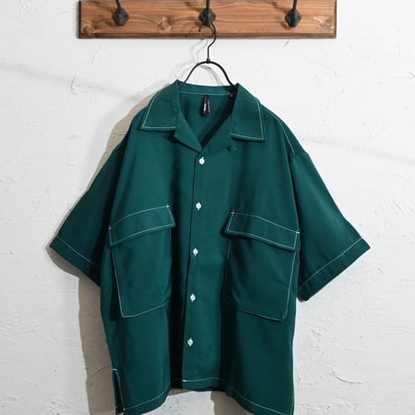 ポリ無地 ビッグステッチングシャツ