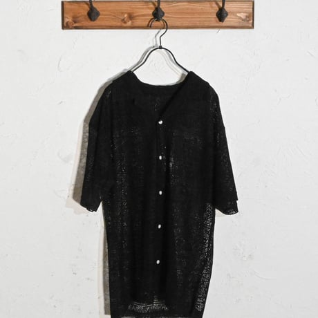 モノトーンレース オープンカラーシャツS/S