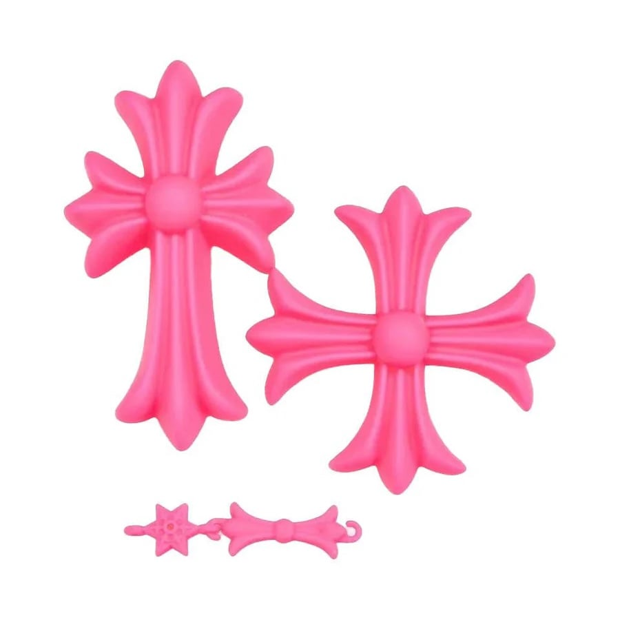 FAKE HEART】ALL IN ONE CROSS PUZZLE CHAIN PINK