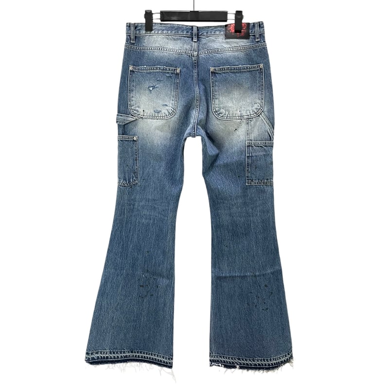 EMOSTANCECLUB FLARE JEANS サイズ1 EMOSTANCECLUB / Pentagram Coated Baggy Flare Jeans | HOLICK