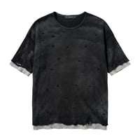 【P.O.S】THIRMAL DAMAGED BI-COLOR TEE BLACK