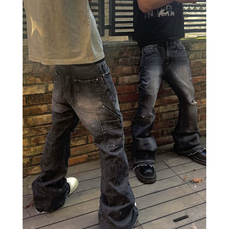 EMOSTANCECLUB】PAINTED FLARE FIT CARPENTER JEAN
