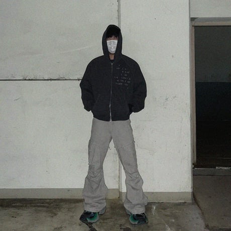 【ADONIS ORBIT PROJECT】TRINITY HOOD ZIP-UP  WASH BLACK