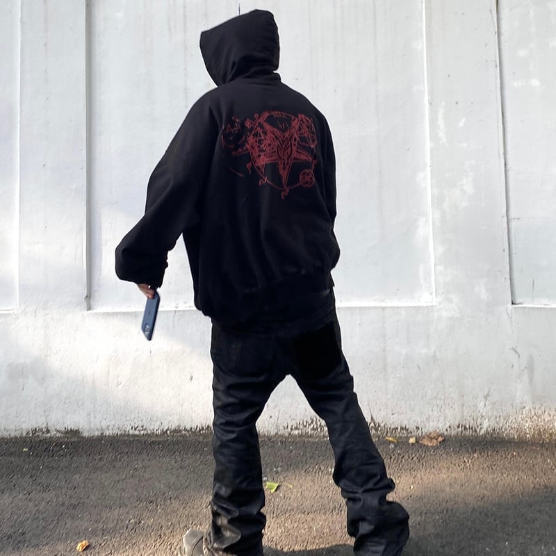 トップス EMOSTANCECLUB * UNDERMYCAR DOUBLE HOODIE EMOSTANCECLUB】× UNDERMYCAR DOUBLE LOGO OVERSIZ