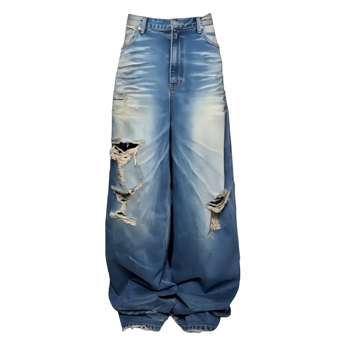 EMOSTANCECLUB】DESTROYED BAGGY WIDE LEG JEANS B