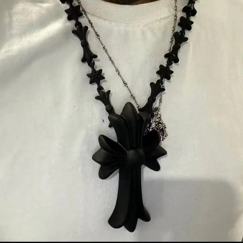 FAKE HEART】ALL IN ONE CROSS PUZZLE CHAIN PINK