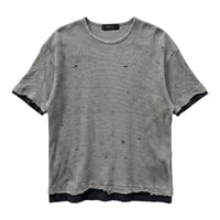【P.O.S】THIRMAL DAMAGED BI-COLOR TEE GRAY