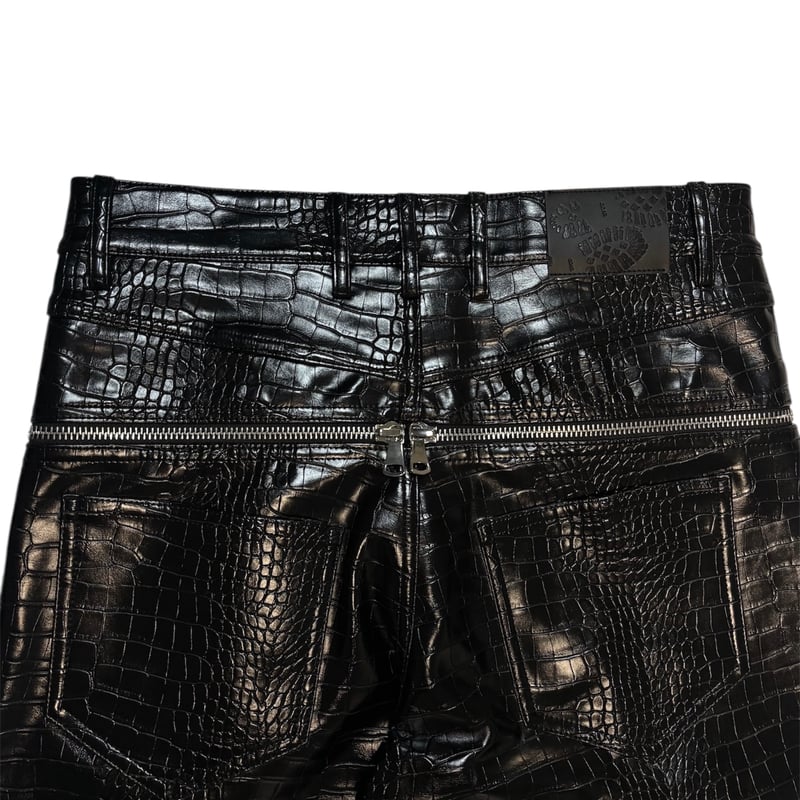 GOAR】ZIPPER WAIST PANTS CROC BLACK | AURUM