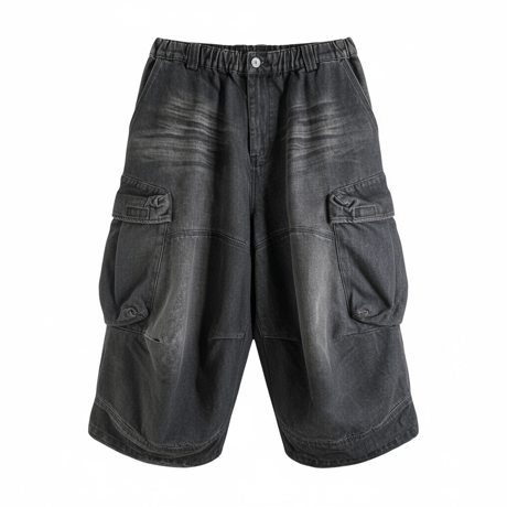 【P.O.S】BERMUDA JORTS BLACK