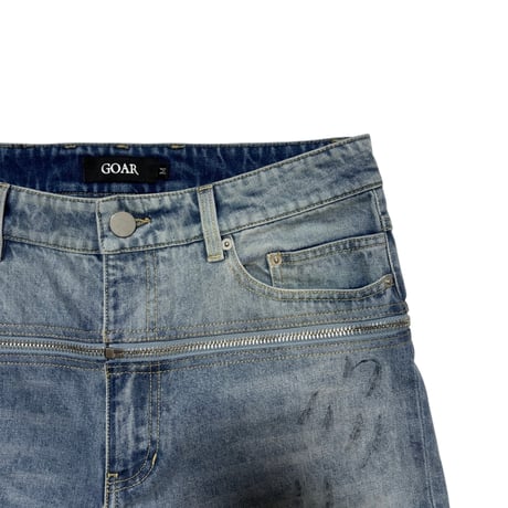 【GOAR】ZIPPER WAIST DENIM BLUE