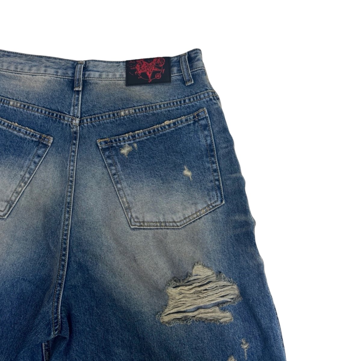 EMOSTANCECLUB】DESTROYED BAGGY WIDE LEG JEANS B