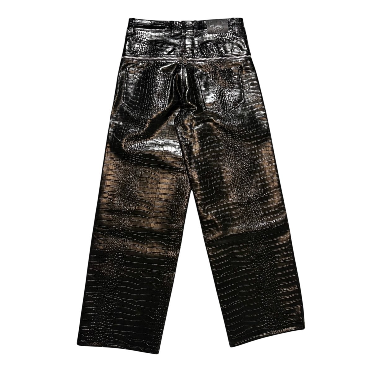 GOAR】ZIPPER WAIST DENIM BLACK LEATHER | AURUM