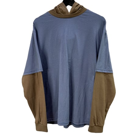【P.O.S】BI-COLOR HOODIE BLUE/BROWN