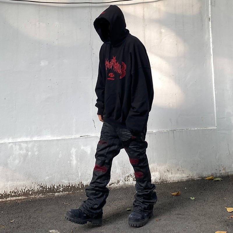 トップス EMOSTANCECLUB * UNDERMYCAR DOUBLE HOODIE EMOSTANCECLUB】× UNDERMYCAR DOUBLE LOGO OVERSIZ
