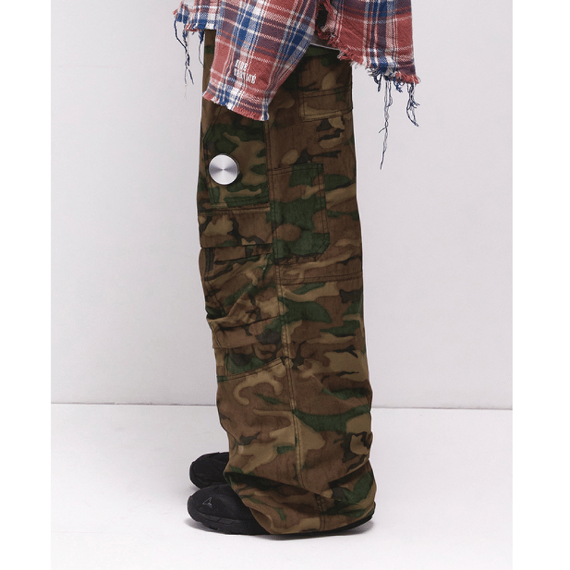 SIDE SERVICE】MAGNETIC WOODLAND CAMO BAGGY PANT
