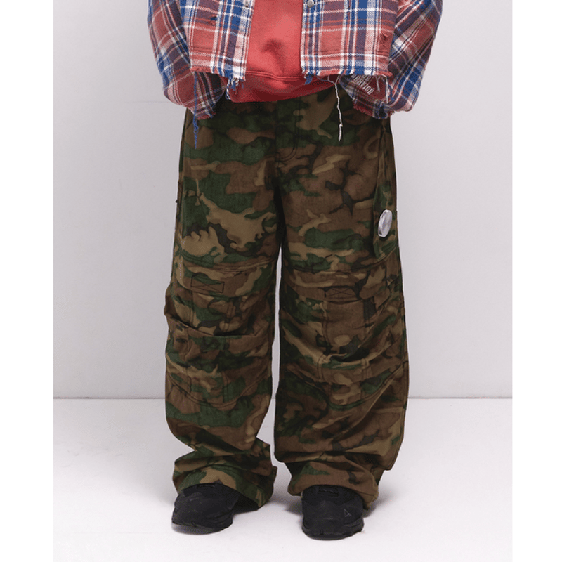 SIDE SERVICE】MAGNETIC WOODLAND CAMO BAGGY PANT