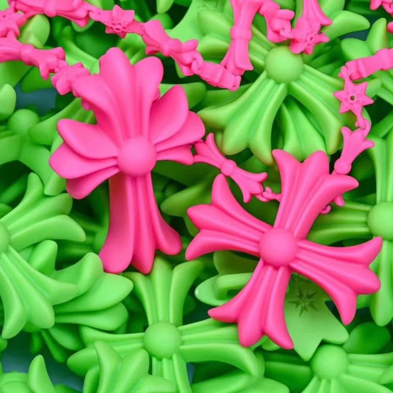 FAKE HEART】ALL IN ONE CROSS PUZZLE CHAIN PINK