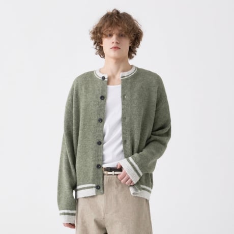 【HONO REPORT】HAIRY ROUND CARDIGAN GREEN