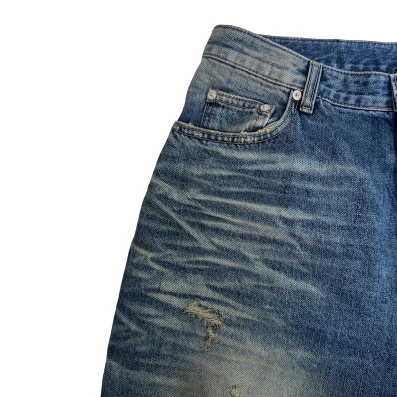 EMOSTANCECLUB】DESTROYED BAGGY WIDE LEG JEANS B EMOSTANCECLUB】DESTROYED BAGGY WIDE LEG JEANS B