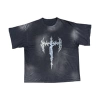 【ADONIS ORBIT PROJECT】TRINITY DISTRESSED T-SHIRTS WASHED BLACK
