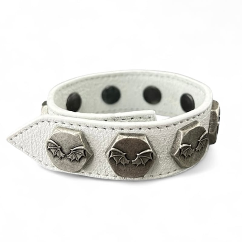 DEVILKIM】HEXAGONAL LEATHER BRACELET WHITE | AURUM