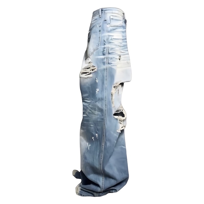 パンツ emostanceclub destroyed baggy wide jeans EMOSTANCECLUB】DESTROYED BAGGY WIDE LEG JEANS L