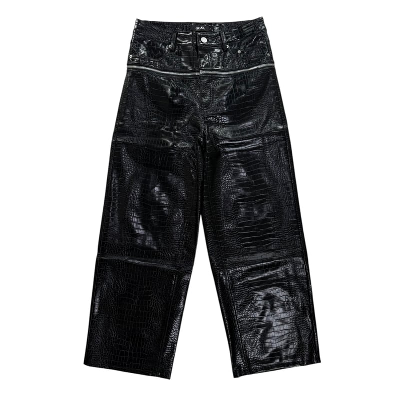 GOAR】ZIPPER WAIST PANTS CROC BLACK | AURUM