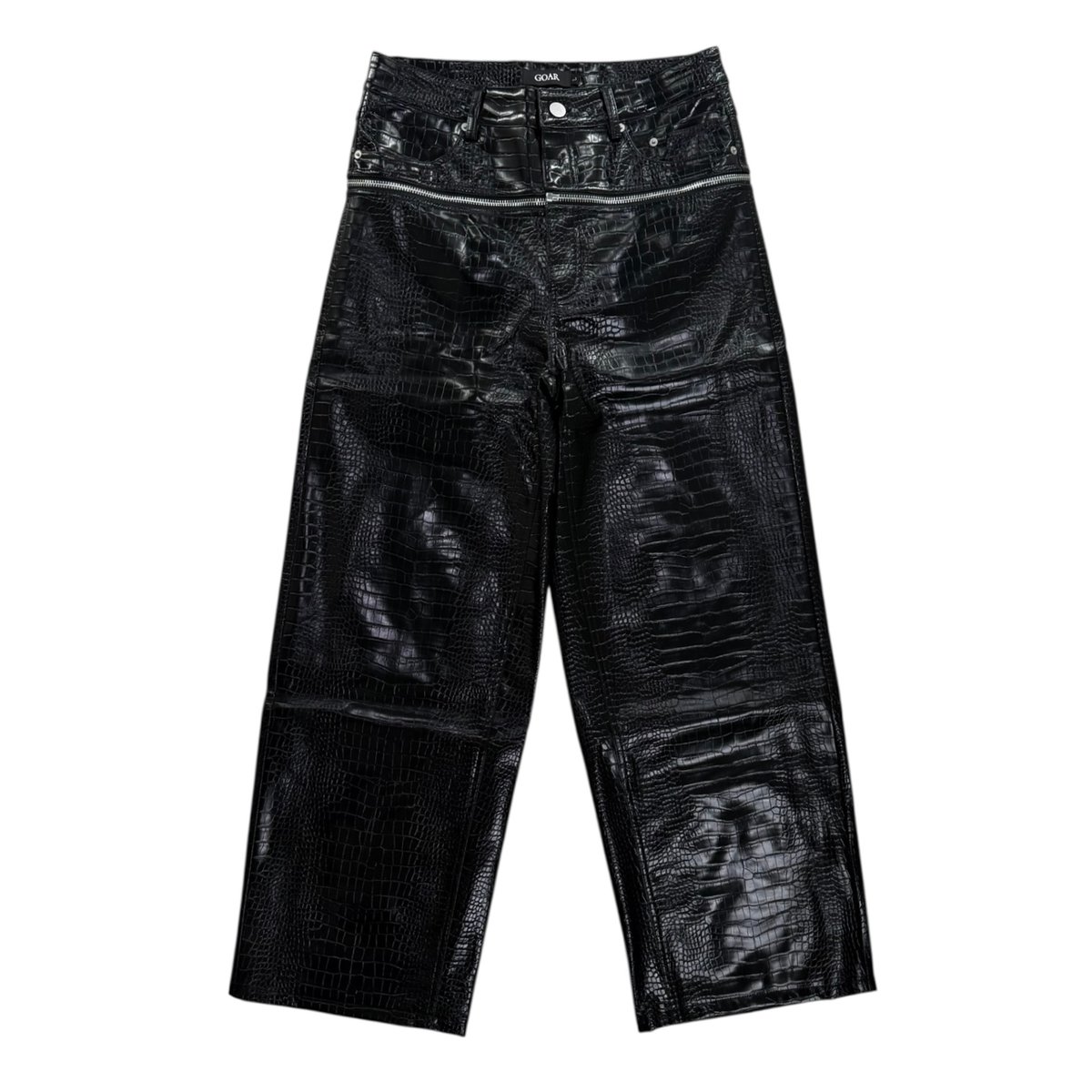 GOAR】ZIPPER WAIST PANTS CROC BLACK | AURUM