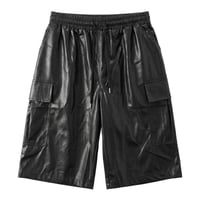 【P.O.S】ECO LEATHER CARGO SHORT PANTS