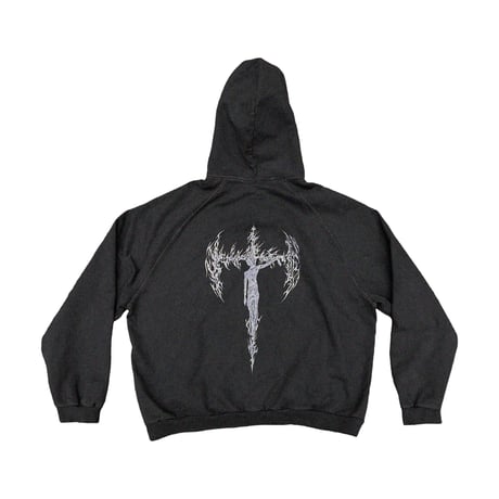 【ADONIS ORBIT PROJECT】TRINITY HOOD ZIP-UP  WASH BLACK