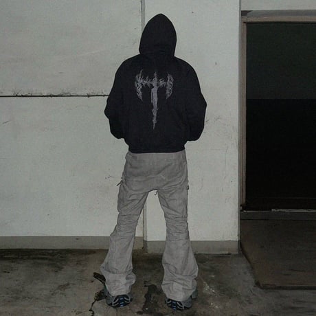 【ADONIS ORBIT PROJECT】TRINITY HOOD ZIP-UP  WASH BLACK
