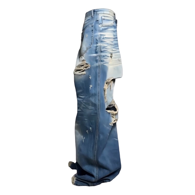 パンツ emostanceclub destroyed baggy wide jeans EMOSTANCECLUB】DESTROYED BAGGY WIDE LEG JEANS B