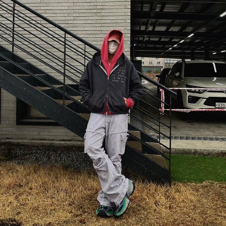 【ADONIS ORBIT PROJECT】TRINITY HOOD ZIP-UP  WASH BLACK