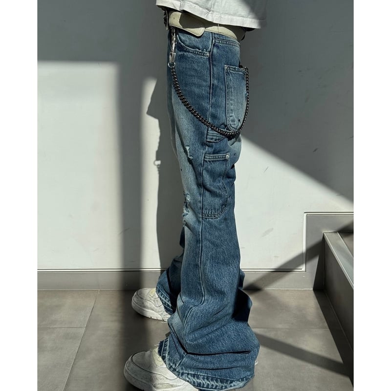 EMOSTANCECLUB FLARE JEANS サイズ1 EMOSTANCECLUB / Bleached Washing Flare Fit Carpenter jeans