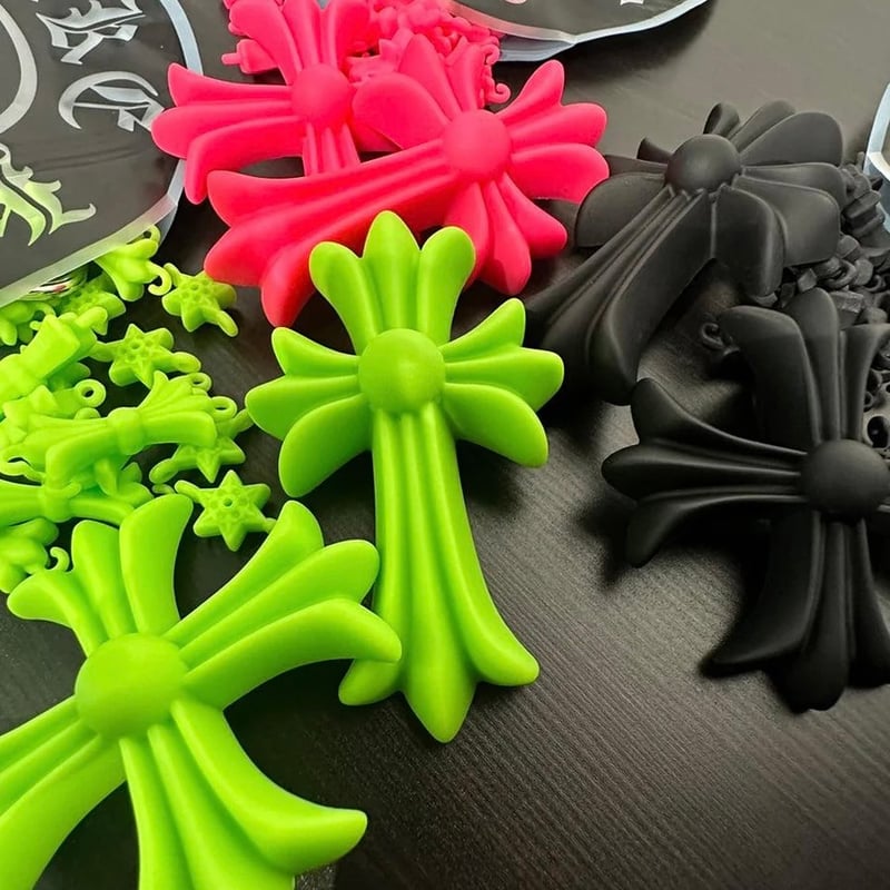 FAKE HEART】ALL IN ONE CROSS PUZZLE CHAIN PINK