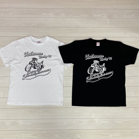 バイクTシャツ　ホワイト　ブラック