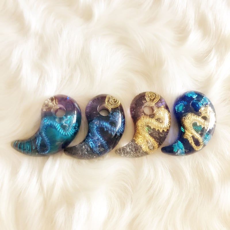 新作】気功玉（青龍）オルゴナイトのキーホルダー①（願い叶える