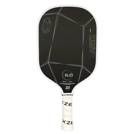 Six Zero Quartz Raw Carbon Fiber 15mm Pickleball Paddle  White