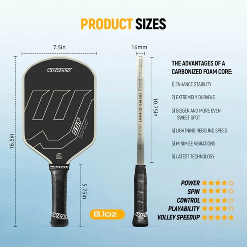 WOWLLY SST Carbonized Foam Core Pickleball Padd