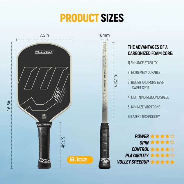 WOWLLY SST Carbonized Foam Core Pickleball Padd