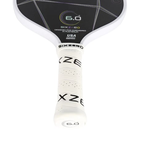 Six Zero Quartz Raw Carbon Fiber 15mm Pickleball Paddle  White