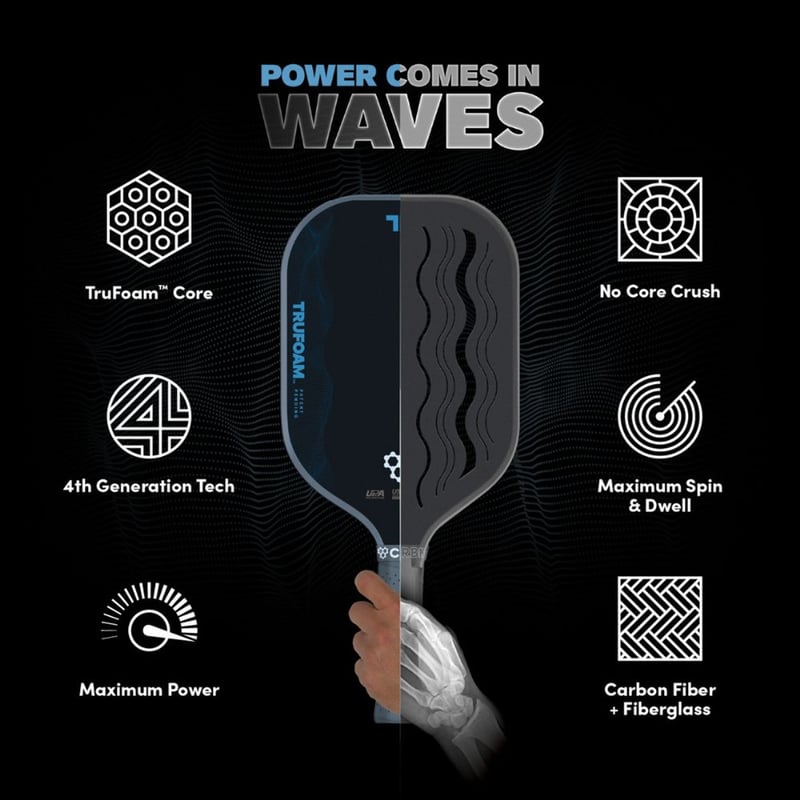 CRBN TruFoam Waves 1 Elongated Pickleball Paddl