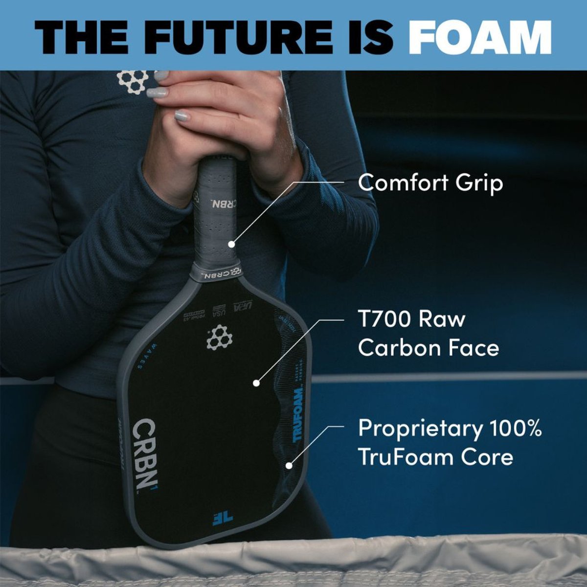 CRBN TruFoam Waves 1 Elongated Pickleball Paddl