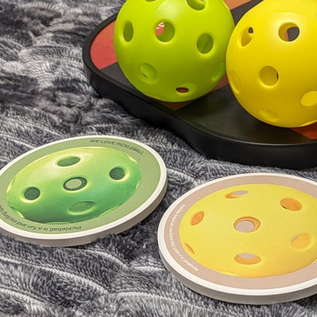 白雲石吸水コースター”WE LOVE PICKLEBALL” YellowまたはGreen