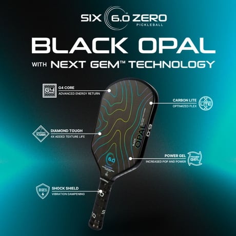 SIX ZERO Black Opal 14mm G4 Foam Core Pickleball Paddle