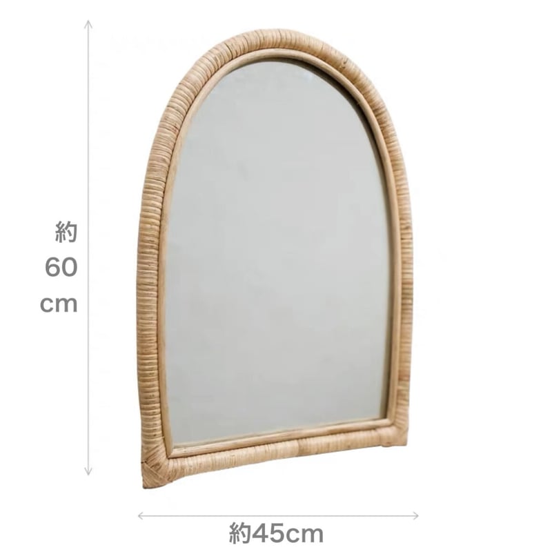 ラタン製ドレッサー・鏡台 アーチ型ミラー ラタン ミラー 鏡 ドレッサー 韓国 インテリア 家具 雑貨 木製 壁掛け
