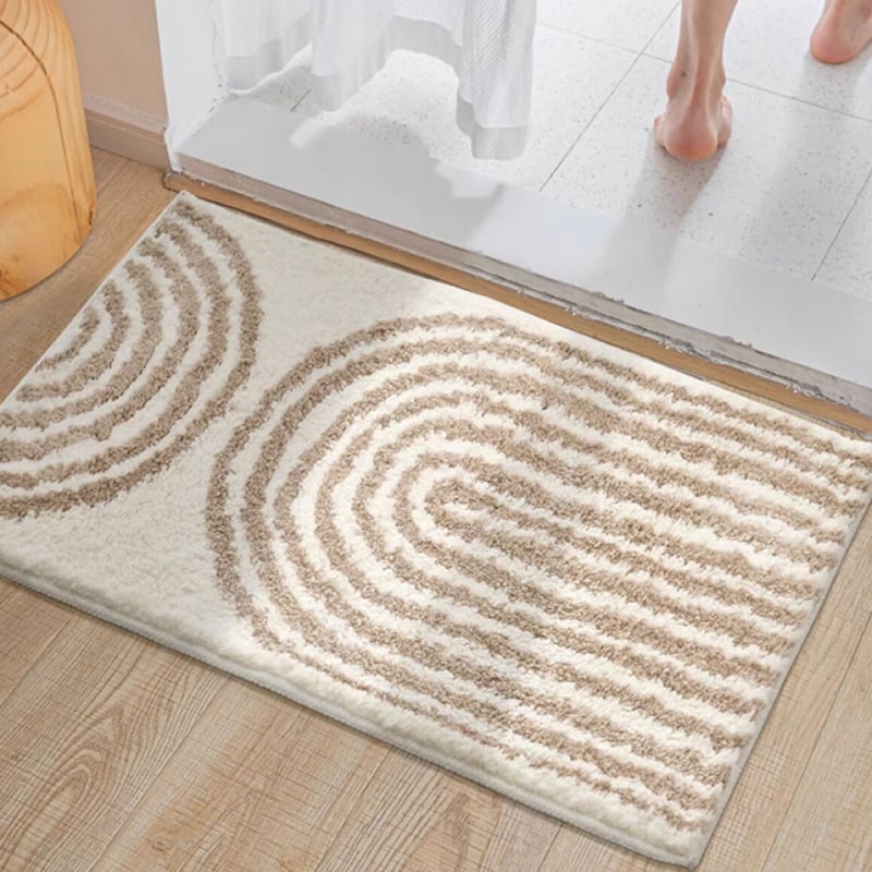 幾何学 バスマット キッチンマット 玄関マット 虹 レインボー 可愛い