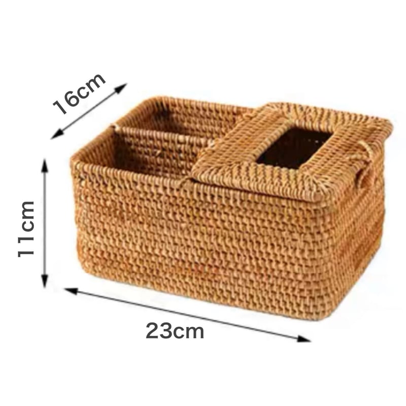 WTWラタンティッシュボックス4個セット ティッシュケースボックス ラタン 籐 薄型 スリム 約W 27cm D