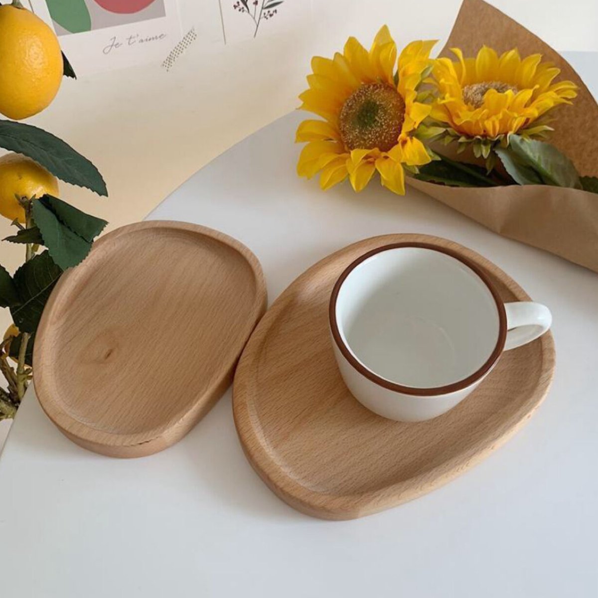 ウェーブウッドトレイ 2点セット アクセサリー 収納 トレーウッド